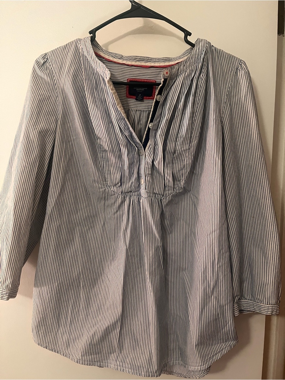 American Eagle Outfitters Blue u& White Striped Shirt